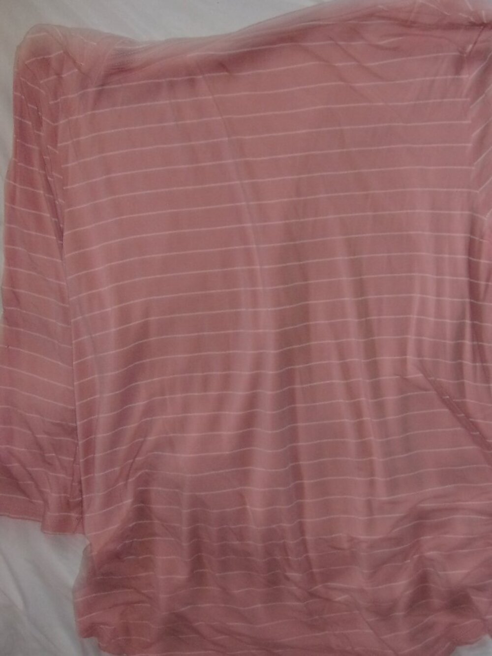 size extra large womens pretty pink white striped tee t - Picture 4 of 4